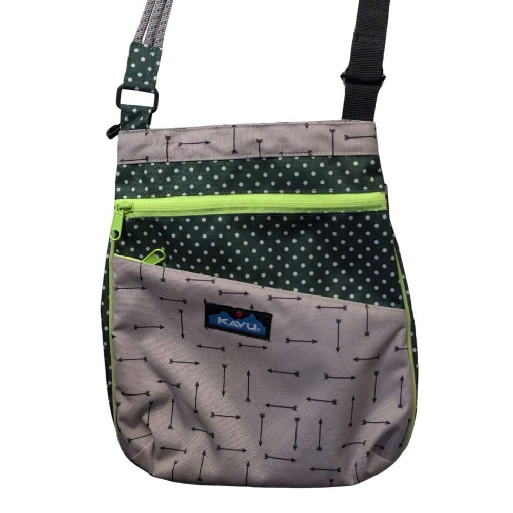 KAVU Green & Gray Arrow Polka Dot Crossbody Bag